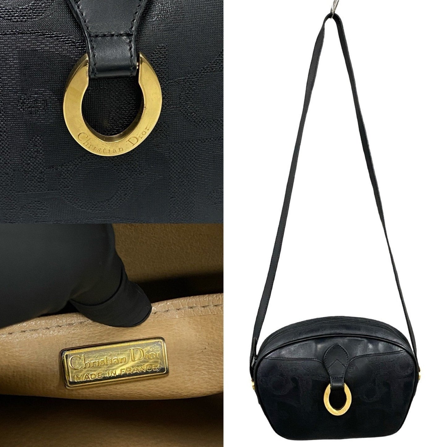 Christian Dior Black Leather Pvc Pochette Shoulder Bag Leather