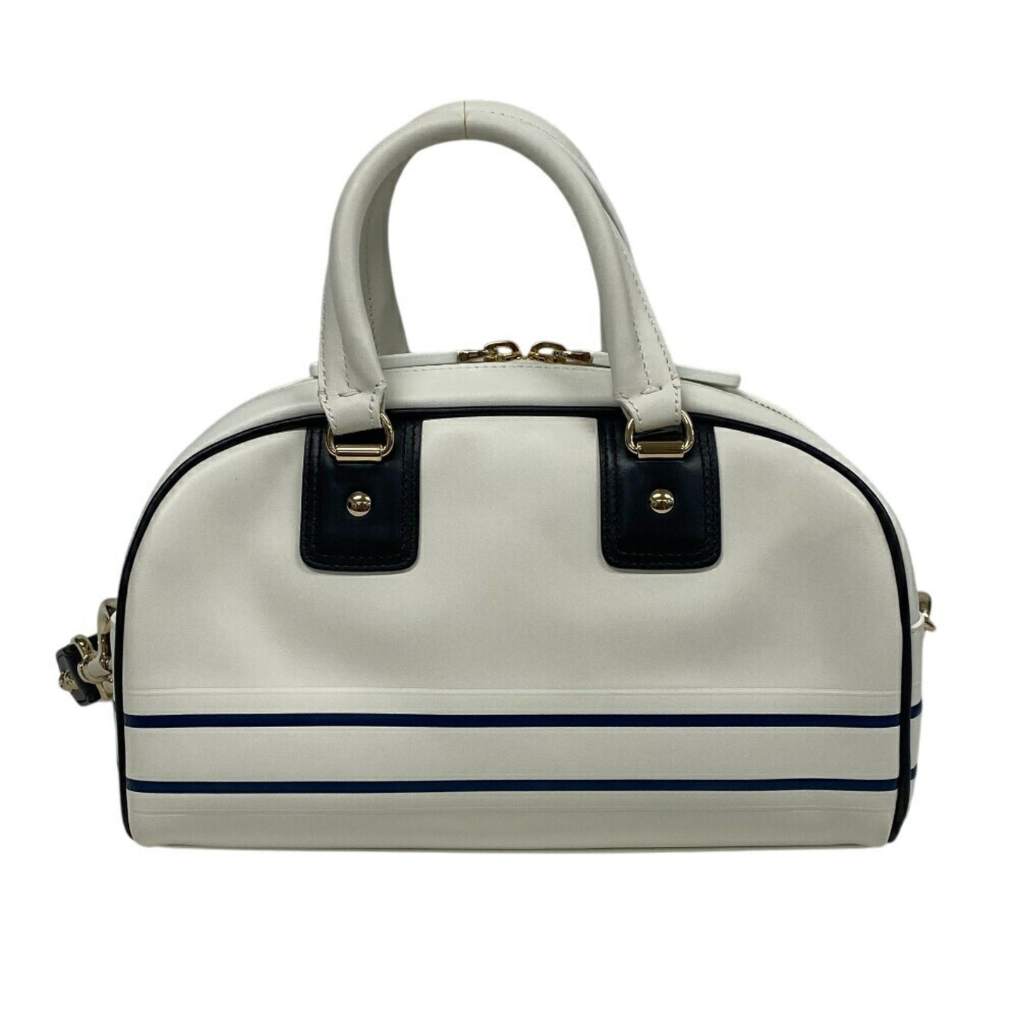 Christian Dior Navy White Leather Handbag Leather