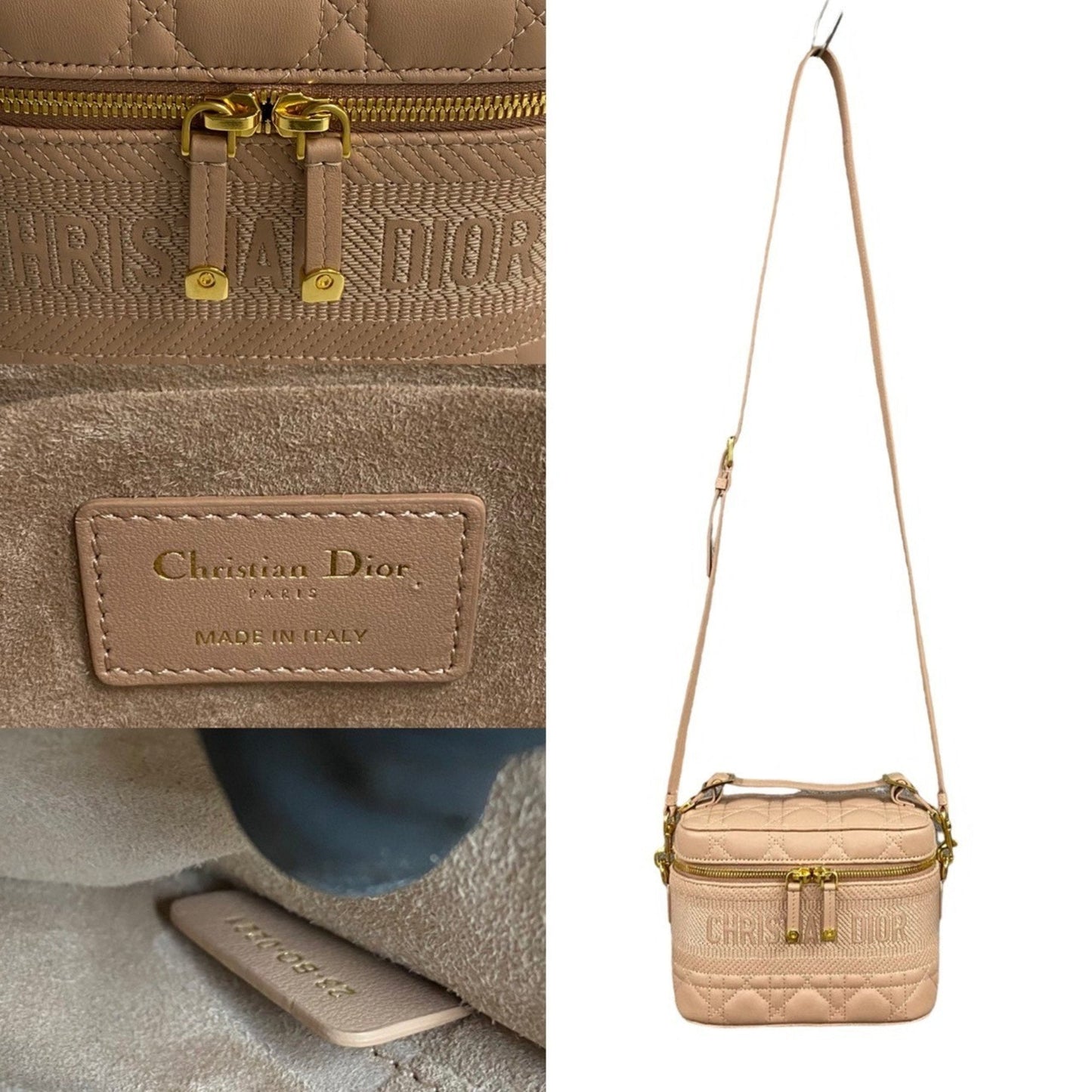 Christian Dior Pink Beige Leather Shoulder Bag