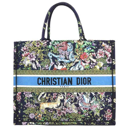 Christian Dior Navy Canvas Handbag Tote Bag Canvas