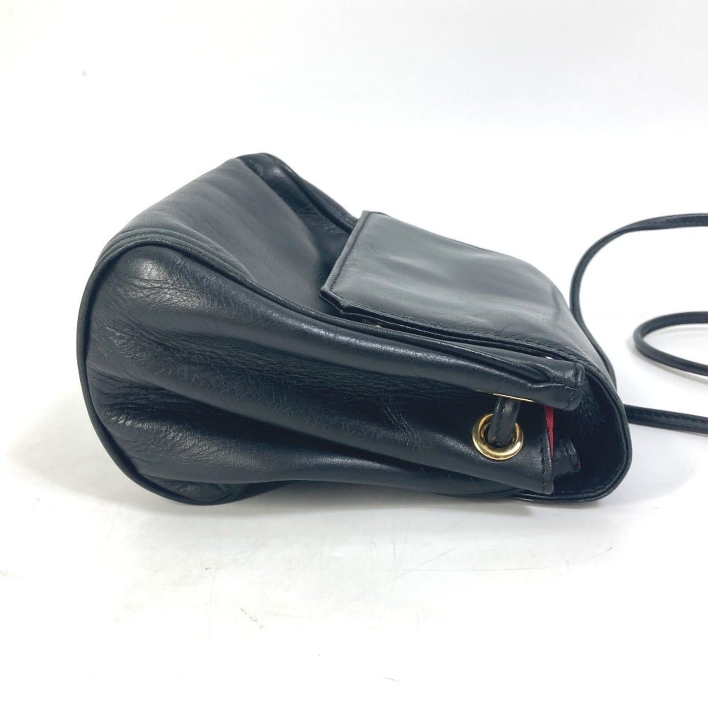 Christian Dior Black Red Color Leather Pochette Shoulder Bag