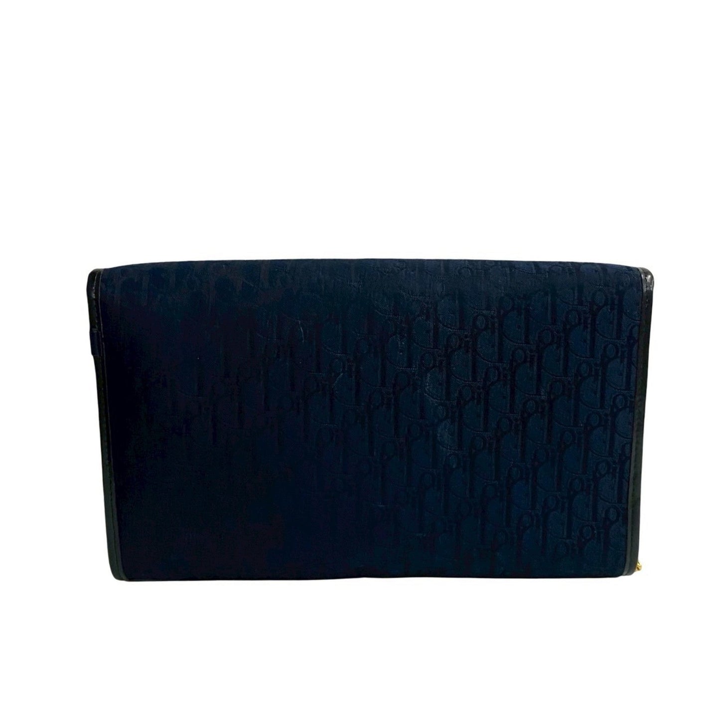 Christian Dior Navy Leather Canvas Shoulder Bag Leather