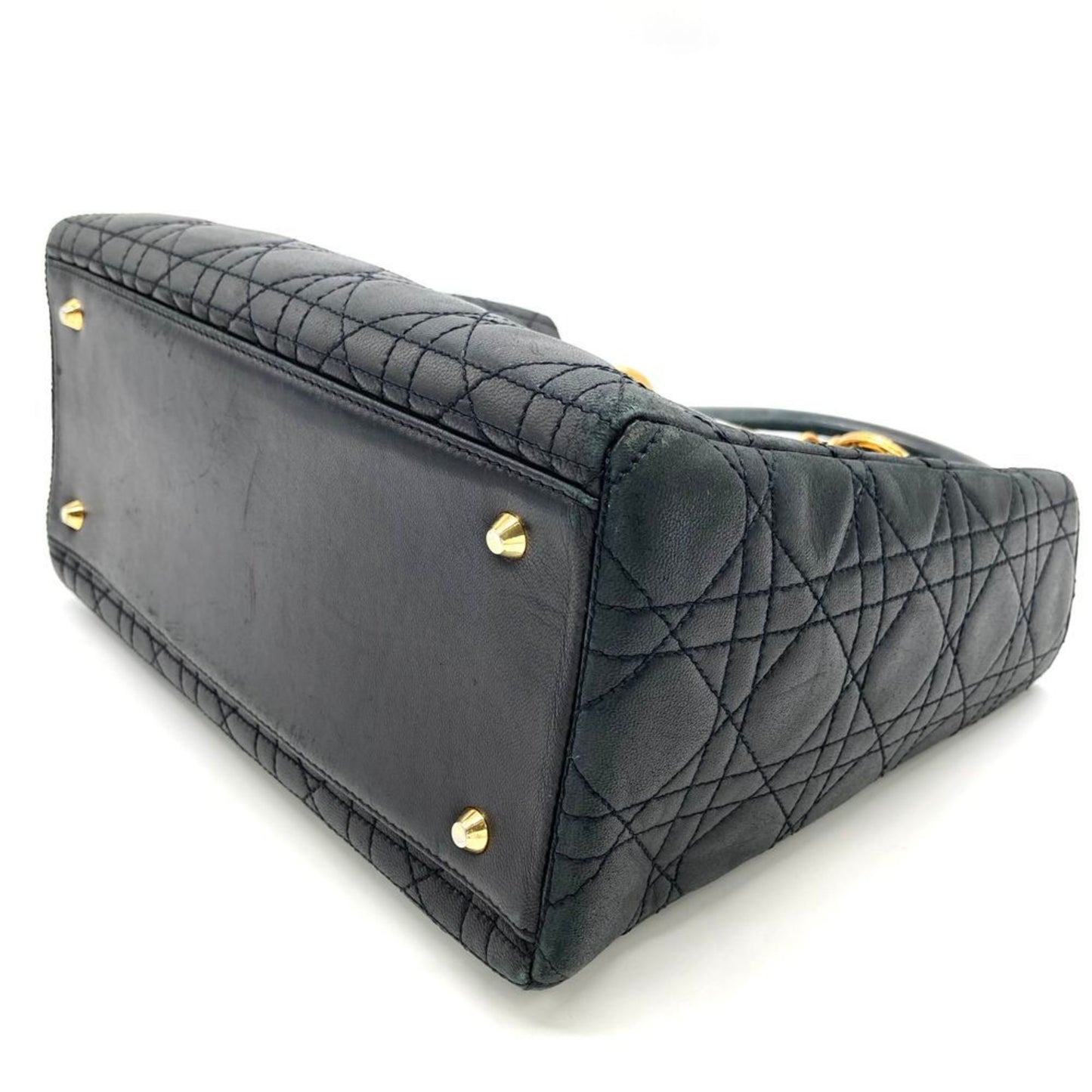 Christian Dior Lady Dior Black Leather Handbag Style 3