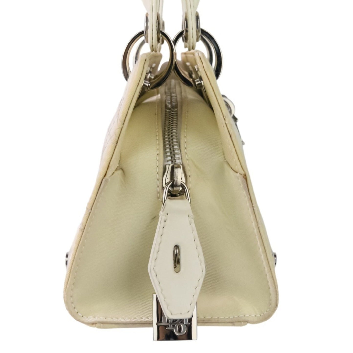 Christian Dior Off-White Nylon Leather Handbag