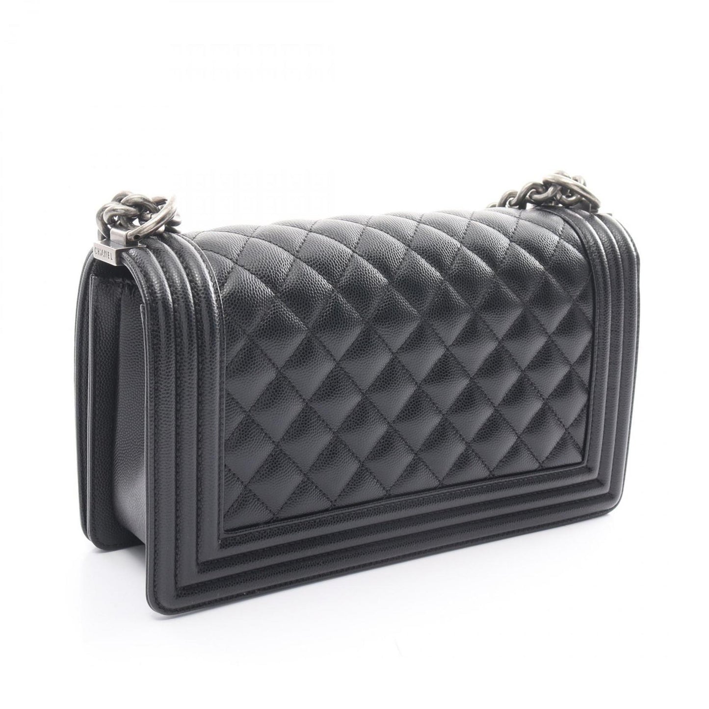 Chanel Boy Chanel Matelasse Shoulder Bag, Caviar Skin, Women's, Black, A67086