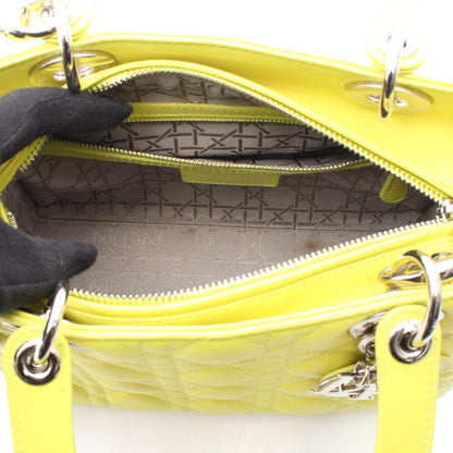 Christian Dior Lady Dior Yellow Leather Handbag