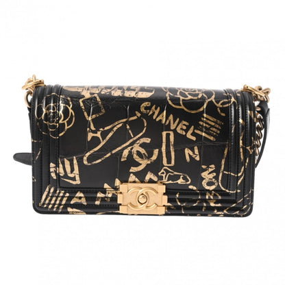 Chanel Boy Chanel Chain Shoulder Black Women's Leather Bag