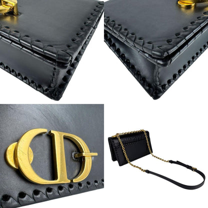Christian Dior Black Leather Shoulder Bag Style 18