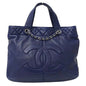 Chanel Bag Matelasse Women's Handbag Tote Shoulder 2way Leather Navy Blue Chain