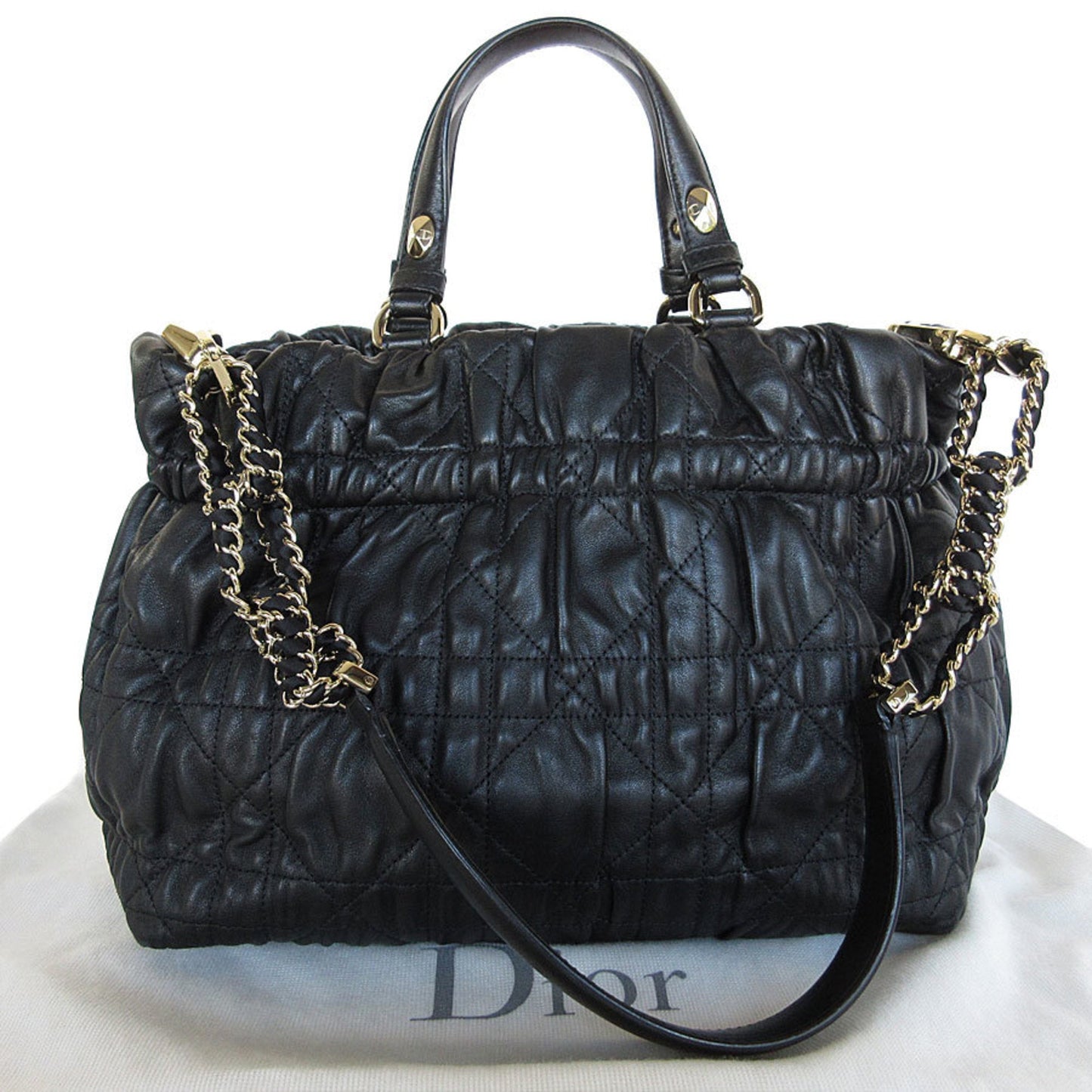 Christian Dior Black Leather Handbag Shoulder Bag Style 9