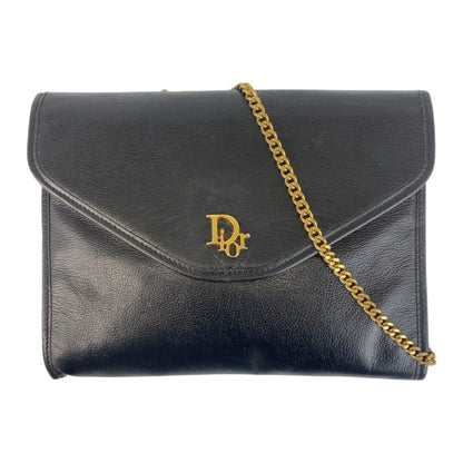 Christian Dior Black Leather Clutch Bag Shoulder Bag Leather
