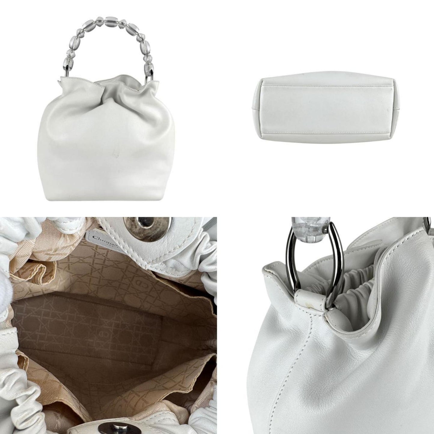 Christian Dior White Leather Handbag