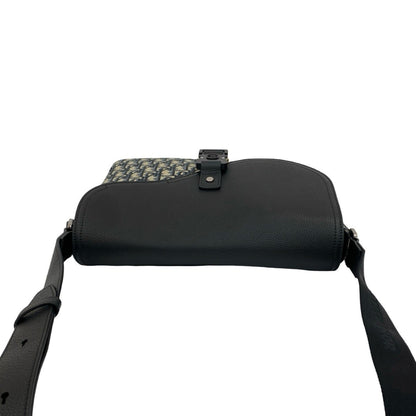 Christian Dior Black Canvas Leather Messenger Bag Shoulder Bag Leather
