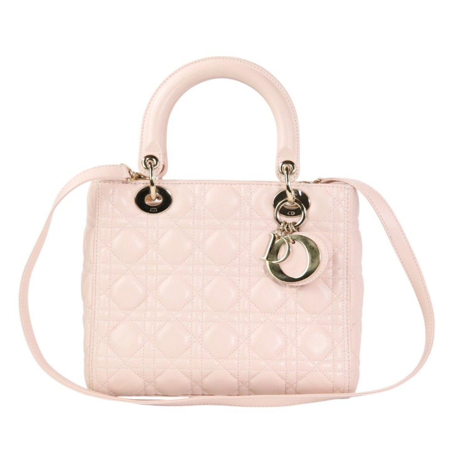 Christian Dior Lady Dior Pink Leather Handbag Shoulder Bag Leather