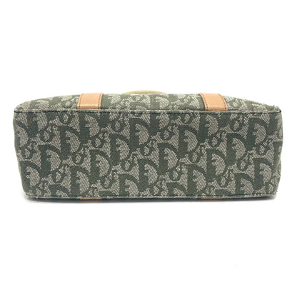 Christian Dior Green Canvas Leather Handbag Tote Bag