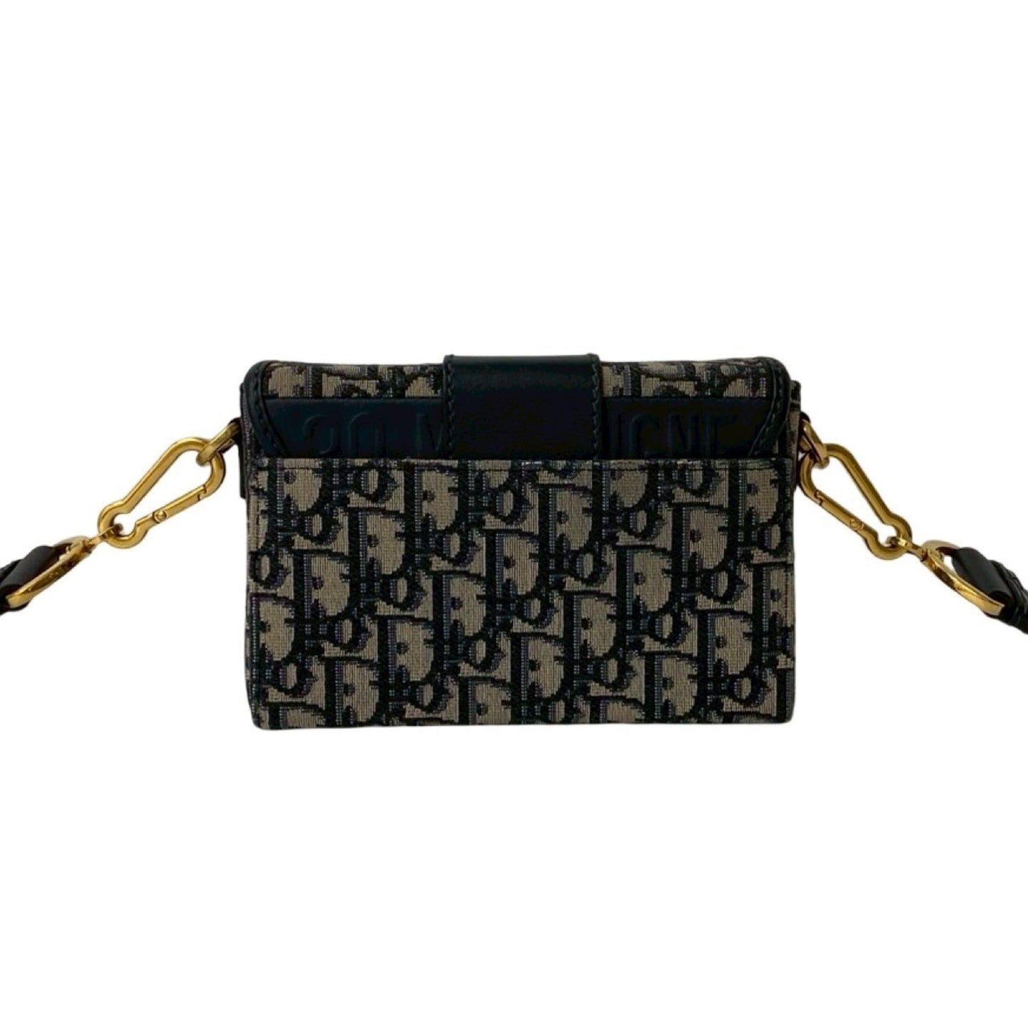 Christian Dior Navy Leather Canvas Shoulder Bag