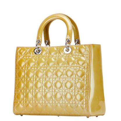 Christian Dior Lady Dior Yellow Patent Leather Handbag Shoulder Bag