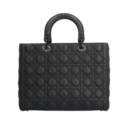 Christian Dior Lady Dior Black Leather Shoulder Bag Leather