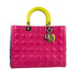 Christian Dior Blue Pink Yellow Leather Handbag Shoulder Bag Leather