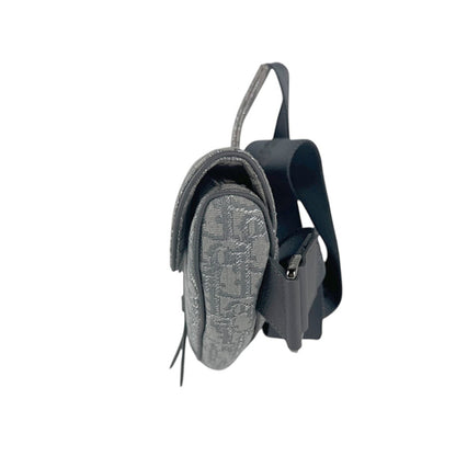 Christian Dior Gray Canvas Saddle Bag Shoulder Bag