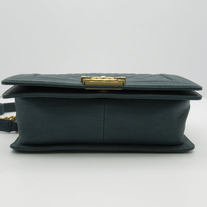 Chanel Boy Chanel ChainShoulder Bag Green Caviar Skin (Grained Calf)