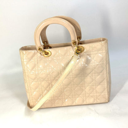 Christian Dior Beige Patent Leather Handbag Shoulder Bag