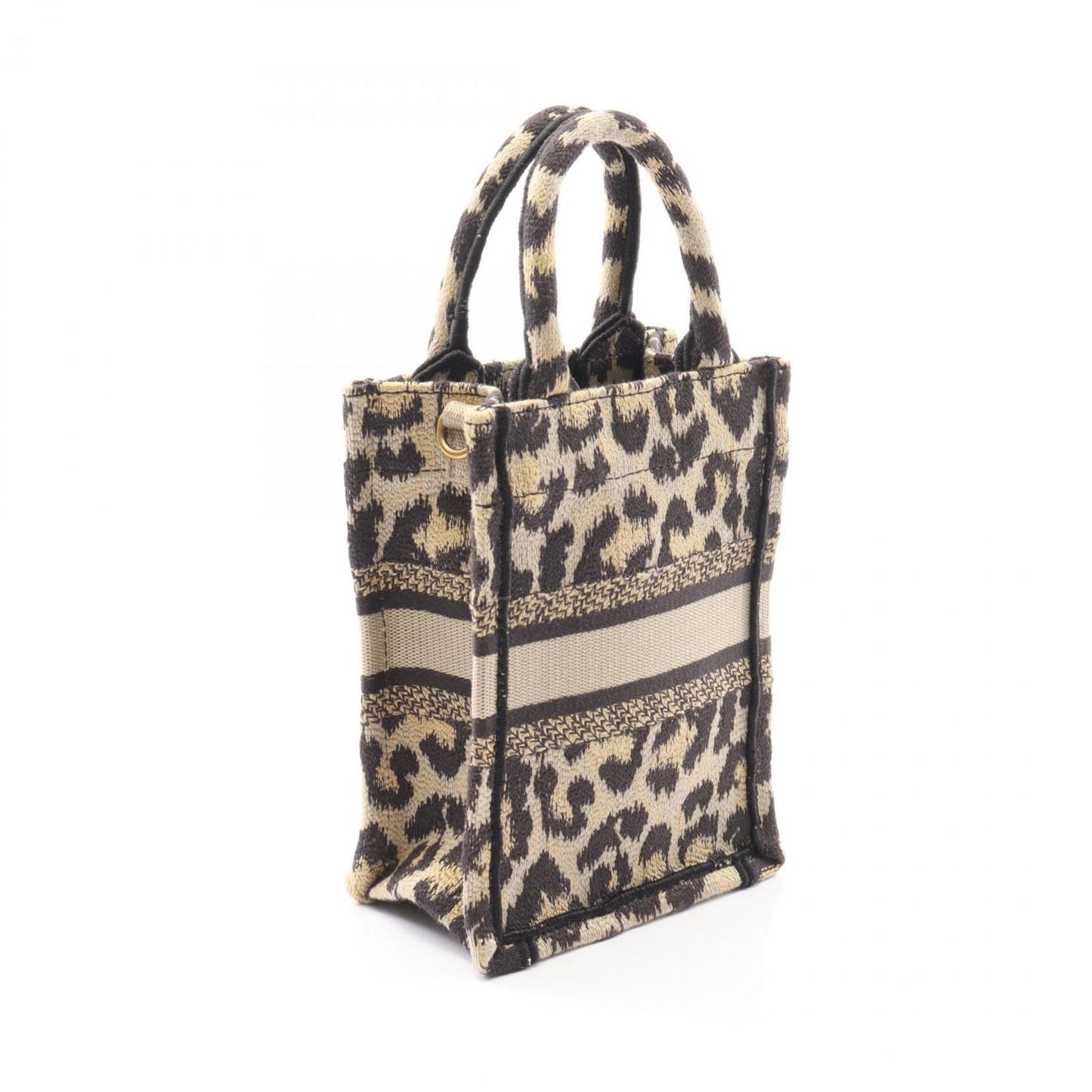 Christian Dior Beige Black Canvas Handbag Tote Bag