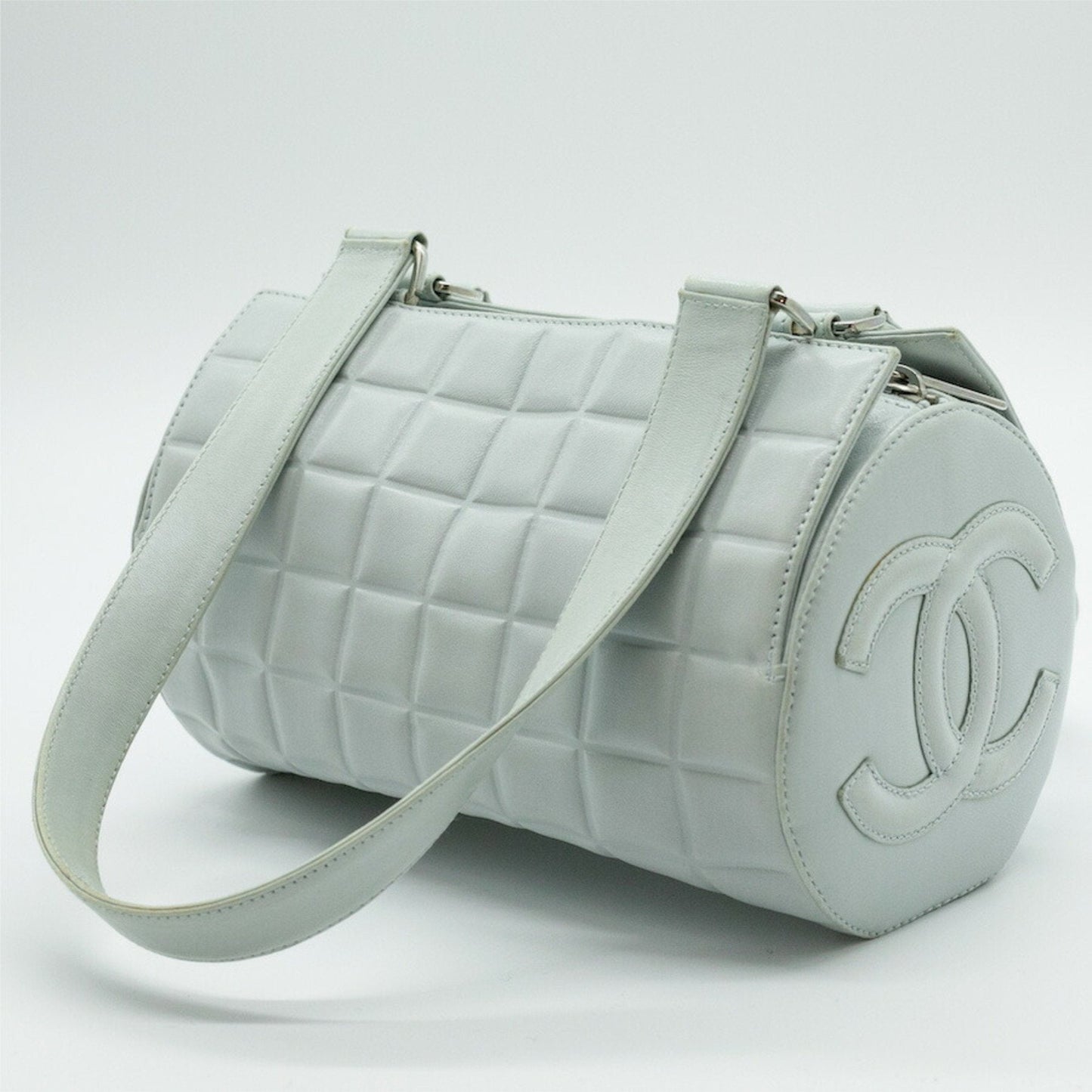 Chanel Leather Blue Silver Handbag