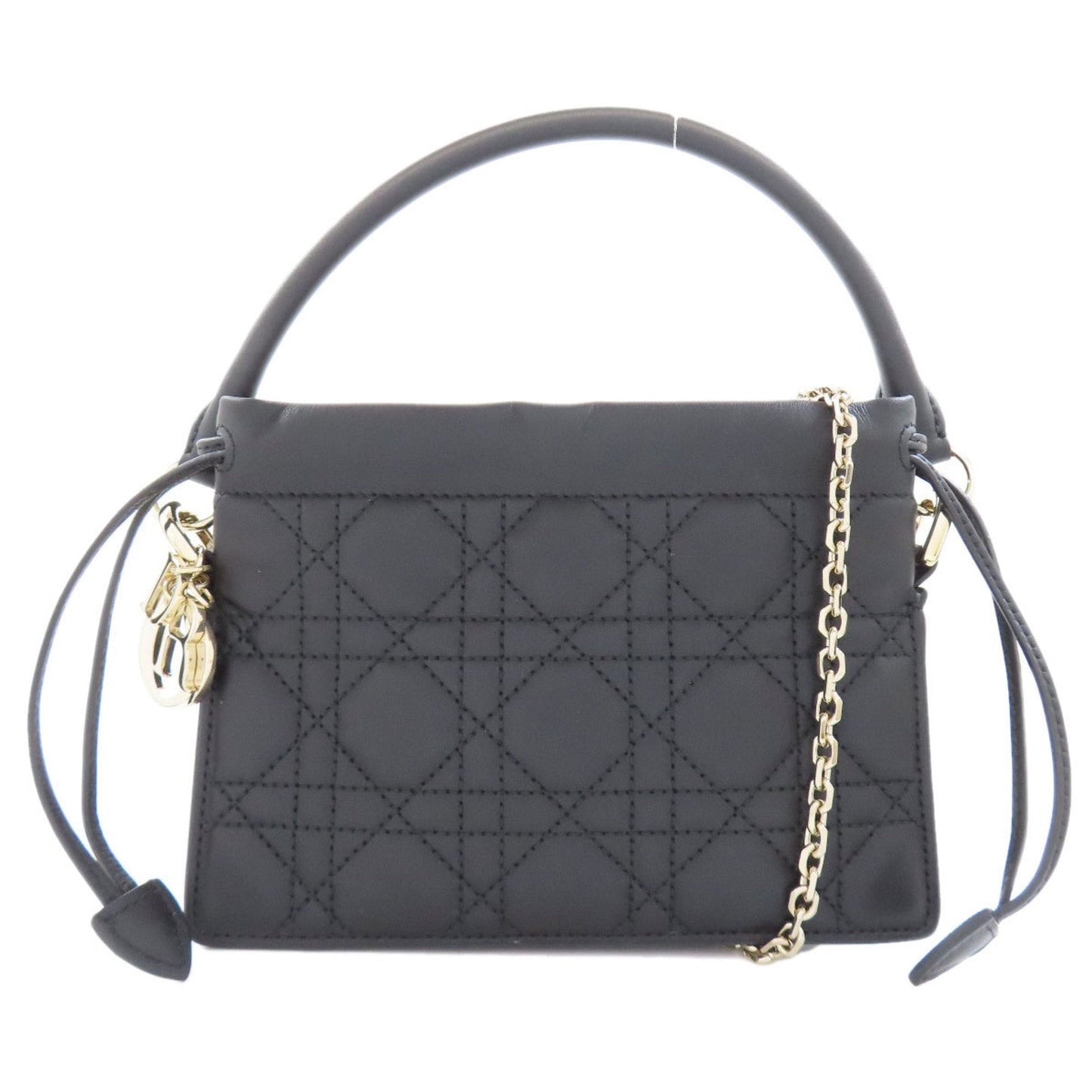 Christian Dior Lady Dior Black Leather Handbag Style 4