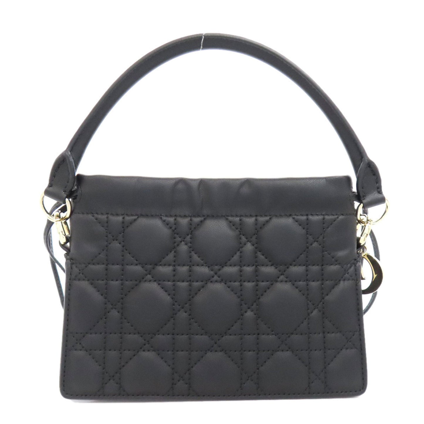Christian Dior Lady Dior Black Leather Handbag Style 4