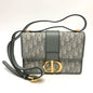 Christian Dior Gray Leather Canvas Shoulder Bag