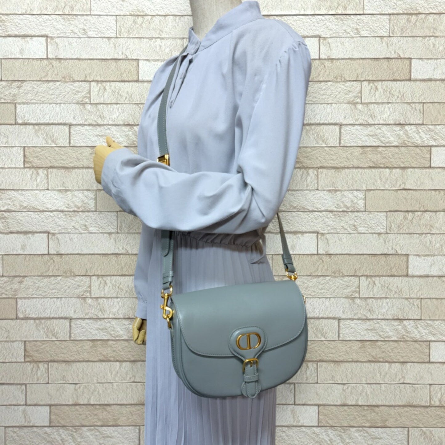 Christian Dior Gray Leather Shoulder Bag Style 7