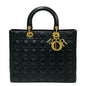 Christian Dior Black Leather Handbag Tote Bag