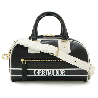 Christian Dior Black White Leather Rubber Handbag Shoulder Bag