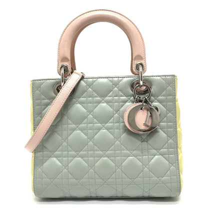 Christian Dior Blue Pink Yellow Leather Handbag Shoulder Bag
