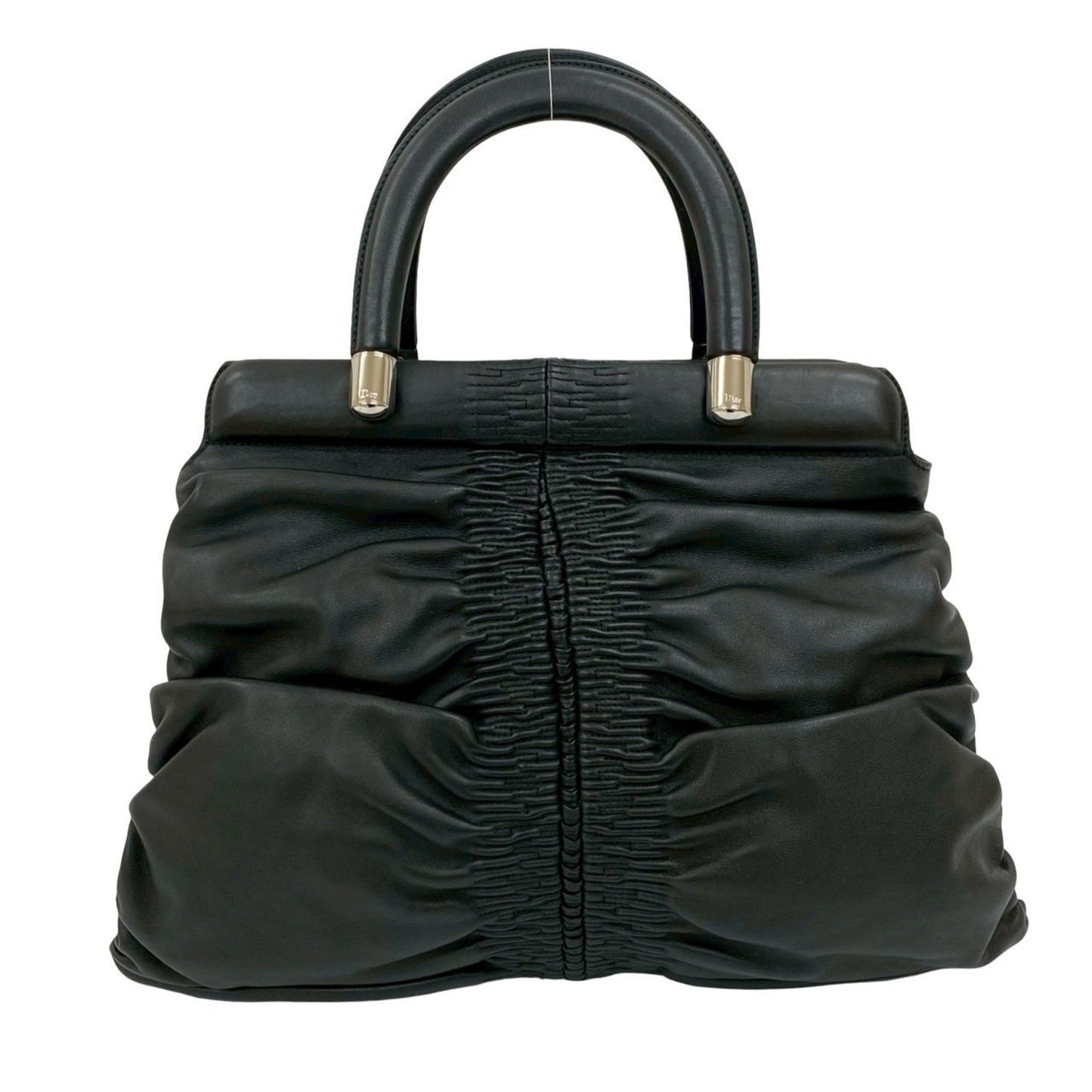 Christian Dior Black Leather Handbag Tote Bag Style 9