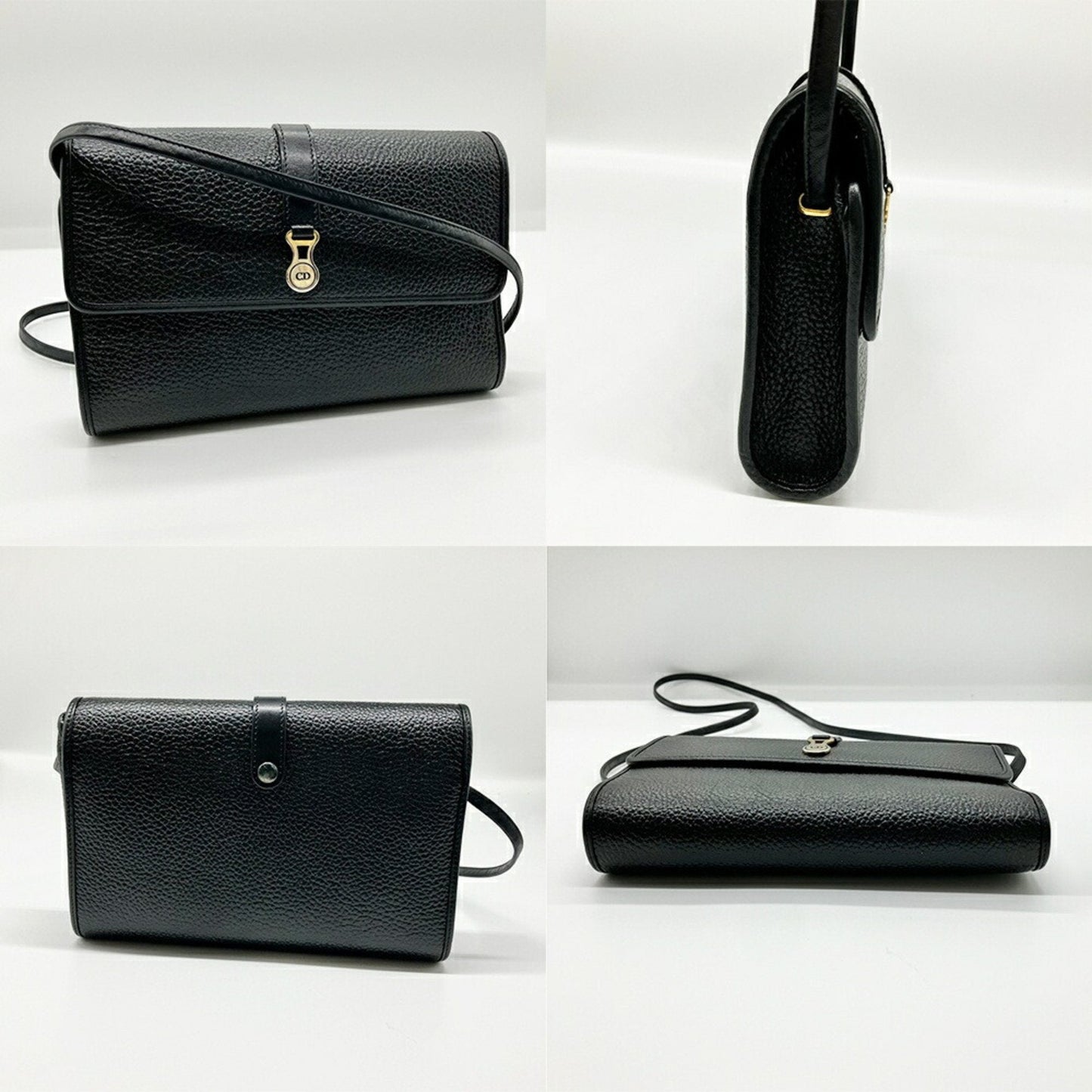 Christian Dior Black Leather Pochette Shoulder Bag Leather