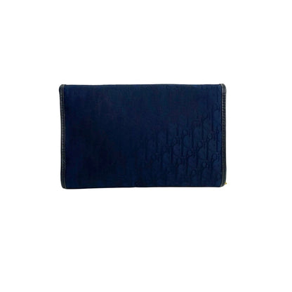 Christian Dior Navy Canvas Leather Pochette Shoulder Bag Leather