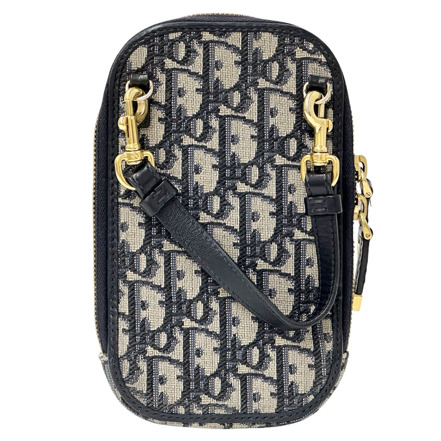 Christian Dior Beige Navy Jacquard Shoulder Bag