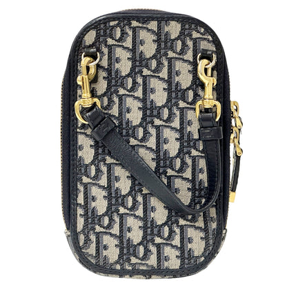 Christian Dior Beige Navy Jacquard Shoulder Bag