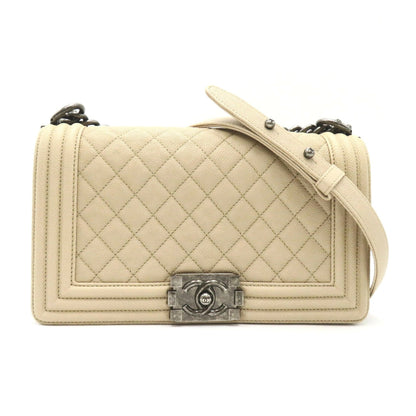 Chanel Boy Caviar Beige Chain Shoulder Bag