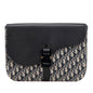 Christian Dior Beige Navy Black Canvas Leather Clutch Bag