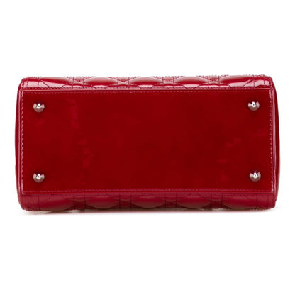 Christian Dior Lady Dior Red Color Patent Leather Handbag Shoulder Bag