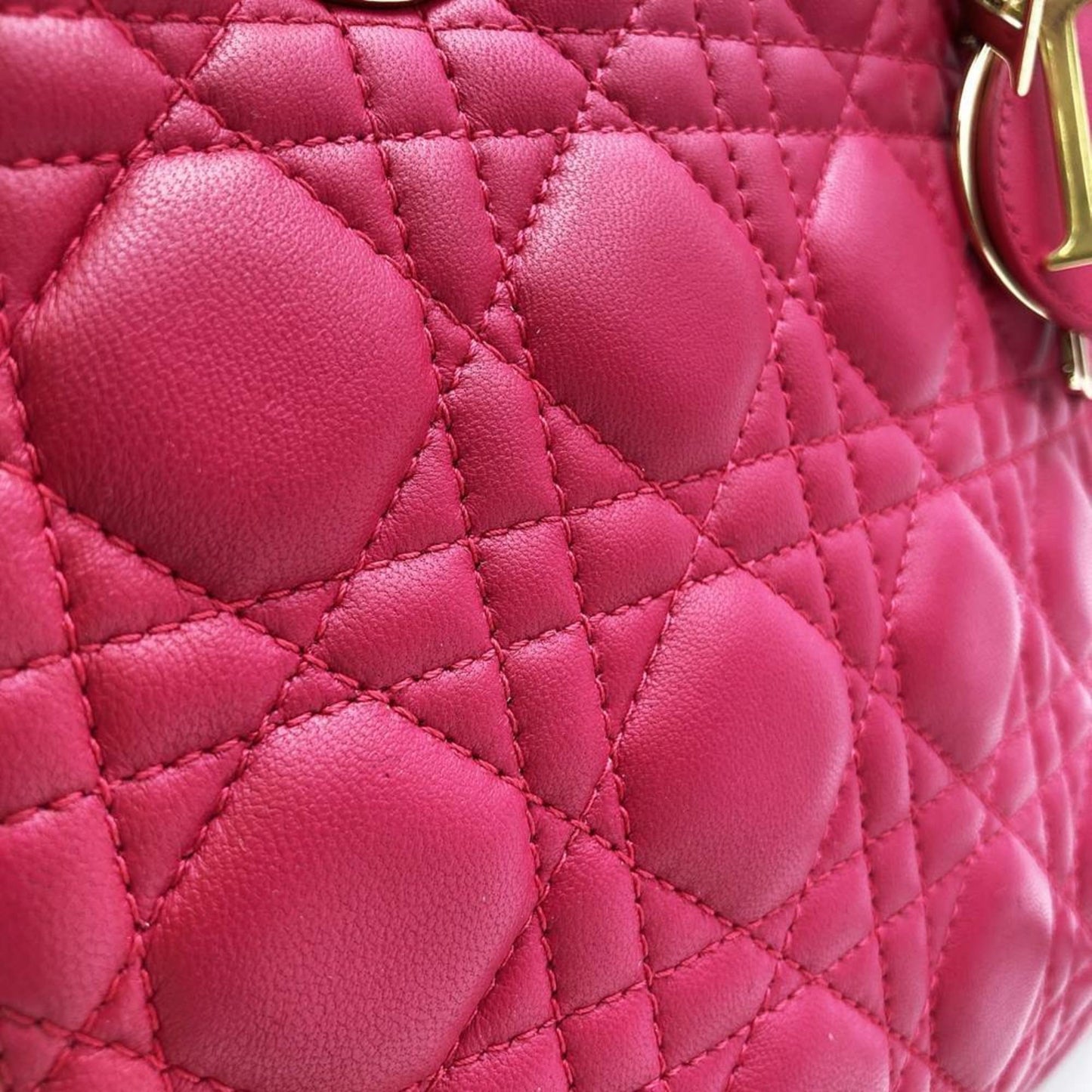 Christian Dior Pink Leather Handbag Shoulder Bag Style 2
