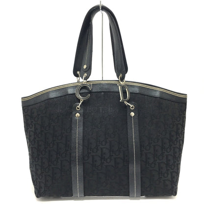 Christian Dior Black Canvas Leather Tote Bag