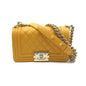 Chanel Boy Chanel Chain Shoulder Bag, Caviar Skin (Grained Calf), Women's, Yellow, A67085