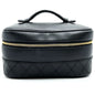 Chanel Bicolor Vanity Bag, Cosmetic Pouch, Coco Mark, Black, Lambskin, Leather, Women's