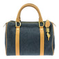 Christian Dior Blue Cotton Leather Boston Bag