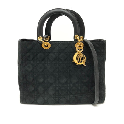 Christian Dior Black Leather Suede Handbag Shoulder Bag