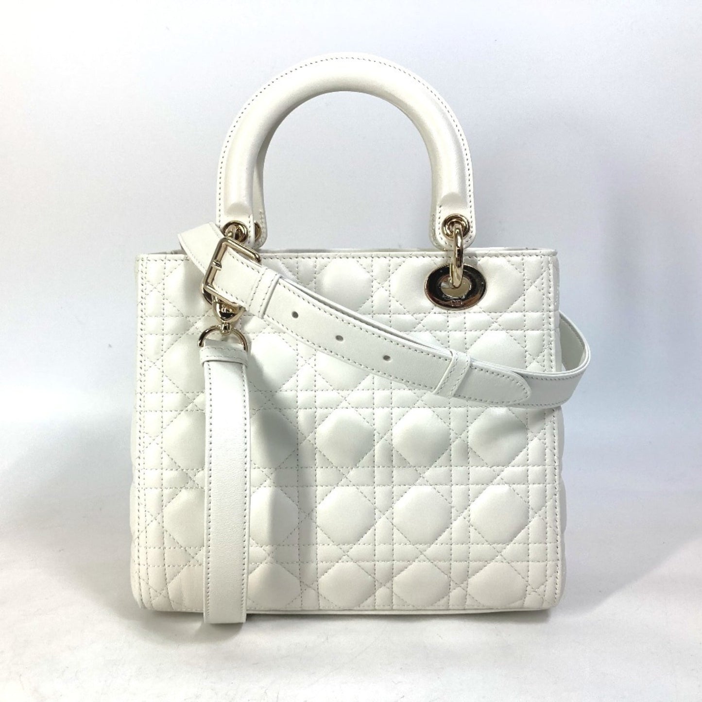 Christian Dior White Leather Handbag Shoulder Bag Leather